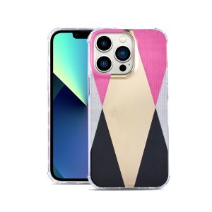 iPhone 13 Pro Electroplated Marble Design ShockProof Thick Hard Case Cover - F Marble