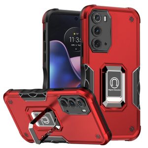 For Motorola Moto Edge (2022) OPTIMUM Magnetic Ring Stand Hybrid Case Cover - Red