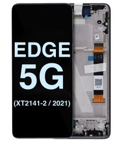 LCD Assembly With Frame Compatible For Motorola Edge 5G (Xt2141-2 / 2021) (Nebula Blue)( Genuine)