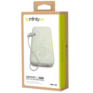INSTANT GO 5000 BUILT-IN LIGHTNING CABLE (PD FAST CHARGING POWER BANK)(WHITE)