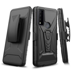 For TCL 30 V 5G V 3in1 Combo Kickstand Holster Cover Case - Black
