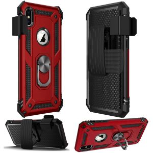 For iPhone 13 Pro Max Holster Magnetic Ringstand Clip Cover Case - Red