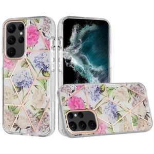 For Moto G Play 2023, G Pure, G Power (2022) Floral IMD Chrome Design Shockproof Hybrid Case Cover - Foral E