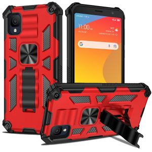 For TCL IONZ Rockstar Machine Magnet Mount Friendly Kickstand Case Cover - Black/Red