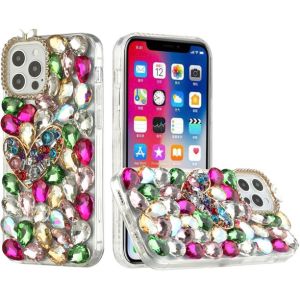 For Apple iPhone 14 PRO 6.1" Full Diamond with Ornaments Hard TPU Case Cover - Colorful Ornaments with Heart
