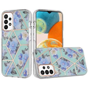 For Samsung A23 5G Floral IMD Chrome Design Shockproof Hybrid Case Cover - Foral D