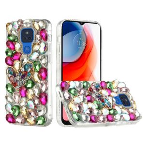 Motorola Moto G Play 2021 Full Diamond with Ornaments Hard TPU Case Cover - Colorful Ornaments with Heart