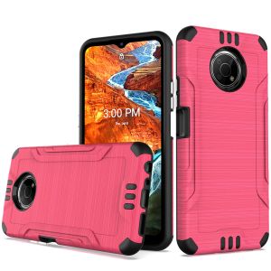 For Nokia G300 Armor Tuff Metallic Design Hybrid - Hot Pink