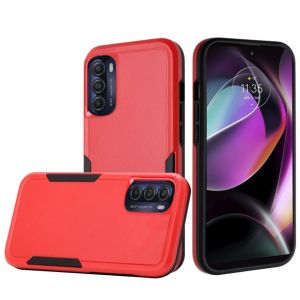 For Moto G 5G 2022 Tough Strong Dual Layer Flat Hybrid Case Cover - Red