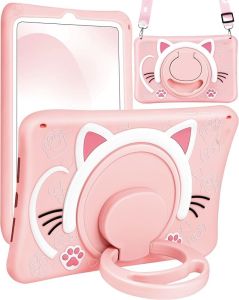 For Apple iPad Pro 11 Adorable Cat Footprints & Cute Kitten Ears Tablet Case Cover - Pink