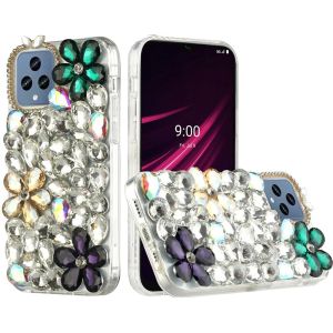For Celero 5G 2023 6.5" Compatible, Revvl 6 5G Full Diamond with Ornaments Hard TPU Case Cover - Dark Green/Gold/Dark Purple