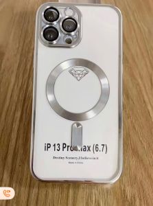 FOR APPLE IPHONE 12 PRO MAX MAGSAFE COMPATIBLE CLEAN TRANSPARENT WITH CAMERA LENS PROTECTOR - SILVER