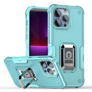 For iPhone 15 Pro Max / Ultra OPTIMUM Magnetic Ring Stand Hybrid Case Cover - Teal