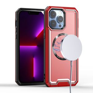 For iPhone 15 Pro Rank [Magnetic Circle] Tough Strong Modern Fused Hybrid - Red