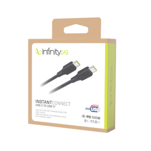 INSTANT CONNECT USB-C TO USB-C (100W PD ULTRA-FAST CHARGING CABLE FOR USB-C DEVICE)(BLACK)