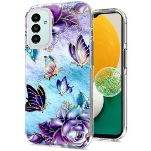 For Samsung Galaxy A13 5G Bronze Gold Layer Design Hybrid Cover Case - Butterfly Heaven