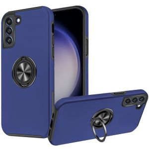 For Samsung s23 FE 5G CHIEF Oil Painted Magnetic Ring Stand Hybrid Case Cover - Dark Blue
