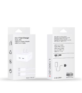 2 In 1 Fast Charger Dual 45W USB-C+C Power Adapter USB-C To USB-C Cable