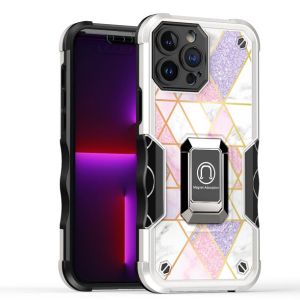 For Apple iPhone 14 PRO MAX 6.7" Stellar Hybrid IMD Design Ring Stand Cover Case - E