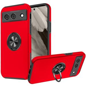 For Google Pixel 7A 6.1" CHIEF Oil Painted Magnetic Ring Stand Hybrid Case Cover - Red