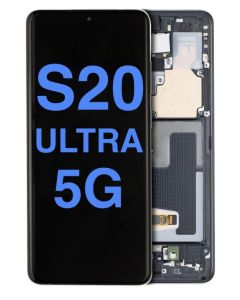 Aftermarket Pro OLED Assembly with Frame for Samsung S20 Ultra (With Finger Print Sensor) - Cosmic Black