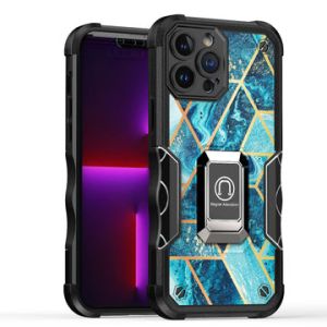 For Apple iPhone 14 PRO MAX 6.7" Stellar Hybrid IMD Design Ring Stand Cover Case - B