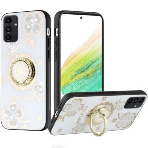 For Samsung A54 SPLENDID Diamond Glitter Ornaments Engraving Case Cover - Good Luck Floral White