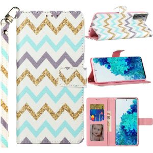 Oneplus Nord N200 5G Design Wallet ID Money Card Holder Case Cover - Teal Gold ZigZag