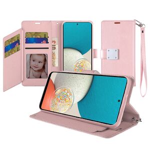 For iPhone 15 Wallet ID Card Holder Case Cover - Rose Gold