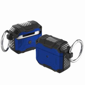 For AirPods 4 Rugged ShockProof Hybrid With Metal Hook Case Cover - Dark Blue