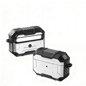 For AirPods Pro 3 2025 (3rd Version) Rugged ShockProof Hybrid With Metal Hook Case Cover - Silver