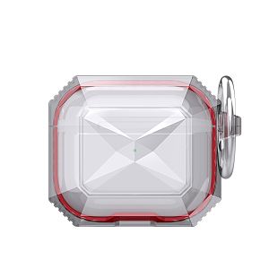 For AirPods 4 3mm Thick Transparent TPU with Colored Edge Case Cover - Red