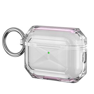 For AirPods Pro 3 2025 (3rd Version) 3mm Thick Transparent TPU with Colored Edge Case Cover - Hot Pink