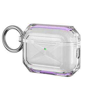 For AirPods Pro 3 2025 (3rd Version) 3mm Thick Transparent TPU with Colored Edge Case Cover - Purple