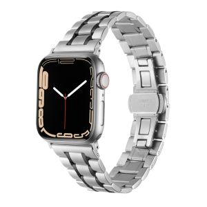 For Apple Watch Size 38/40/41mm Executive Metal Watch Band - Silver+Black