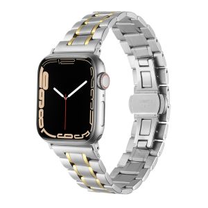 For Apple Watch Size Ultra 49/42/44/45mm Executive Metal Watch Band - Silver+Gold