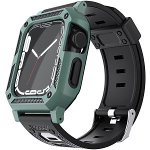 For Apple Watch Size 38/40/41mm Full Protection Tough Hybrid Watch Case + Band - Green