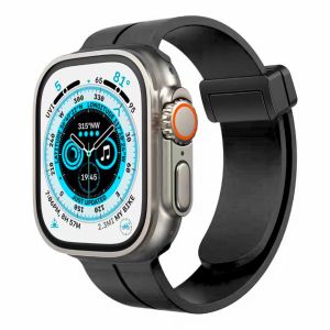 For Apple Watch Size 38/40/41mm Magnetic Buckle Premium Silicone Watch Band - Black