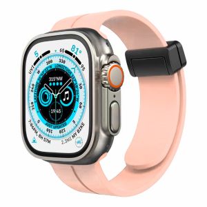 For Apple Watch Size 38/40/41mm Magnetic Buckle Premium Silicone Watch Band - Rose Gold