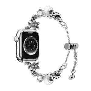 For Apple Watch Size 38/40/41mm Ornaments Beautiful Set Watchband - Silver