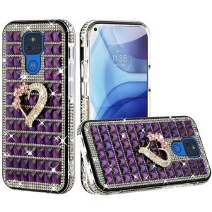 Motorola Moto G Play 2021 Trendy Fashion Design Hybrid Case Cover - Heart on Purple