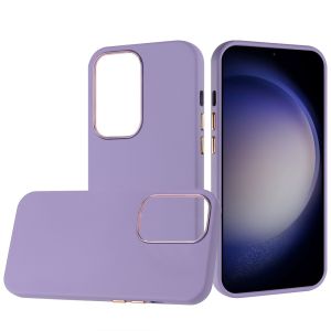 For Samsung Galaxy s24 Classy Slick Chromed Around Hybrid Case Cover - Dark Purple