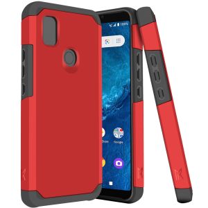 For Cricket Icon 4 Tough Strong Hybrid (Magnet Mount Friendly) Case Cover - Flame Scarlet