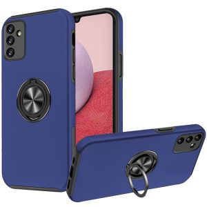 For Samsung A14 5G CHIEF Oil Painted Magnetic Ring Stand Hybrid Case Cover - Dark Blue