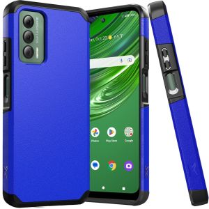For Cricket Outlast Tough Strong Hybrid (Magnet Mount Friendly) Case Cover - Classic Blue