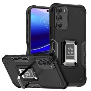 For Moto G Stylus 5g 2022 OPTIMUM Magnetic Ring Stand Hybrid Case Cover - Black