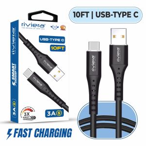 Premium Package - 10FT Fast Charging Cable [USB - Type C (PD)] - Black w/ Black Shell (63)
