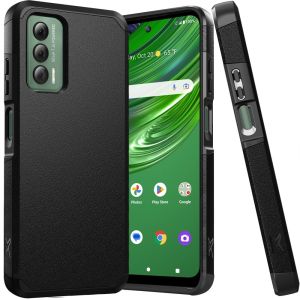 For Cricket Outlast Tough Strong Hybrid (Magnet Mount Friendly) Case Cover - Black