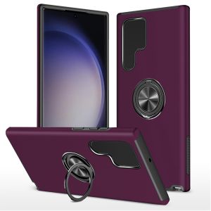 For Samsung Galaxy s24 CHIEF Oil Painted Magnetic Ring Stand Hybrid Case Cover - Dark Purple