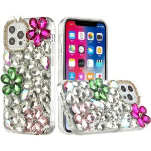 For Apple iPhone 14 PRO 6.1" Full Diamond with Ornaments Hard TPU Case Cover - Hot Pink/Neon Green/Light Pink